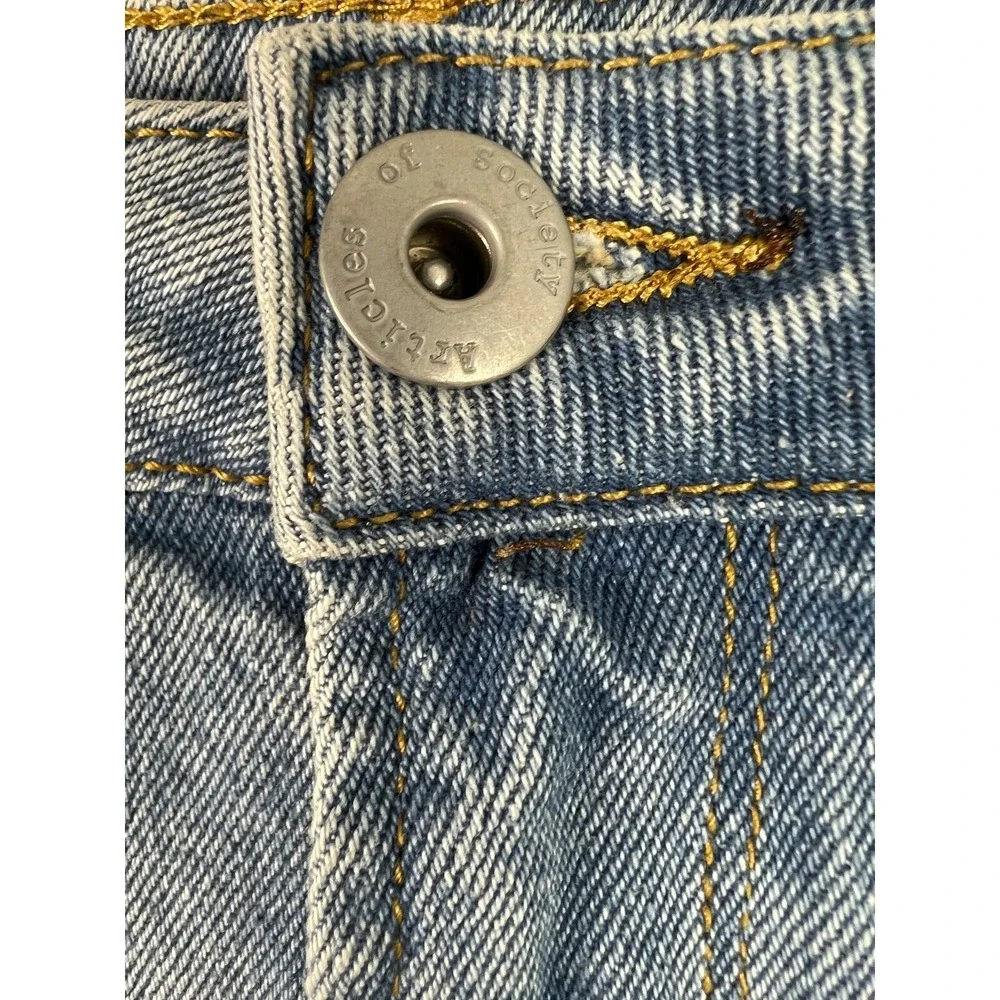 Articles of Society Denim Short Women 28 Blue High Rise Raw Hem Stretch Jean D03